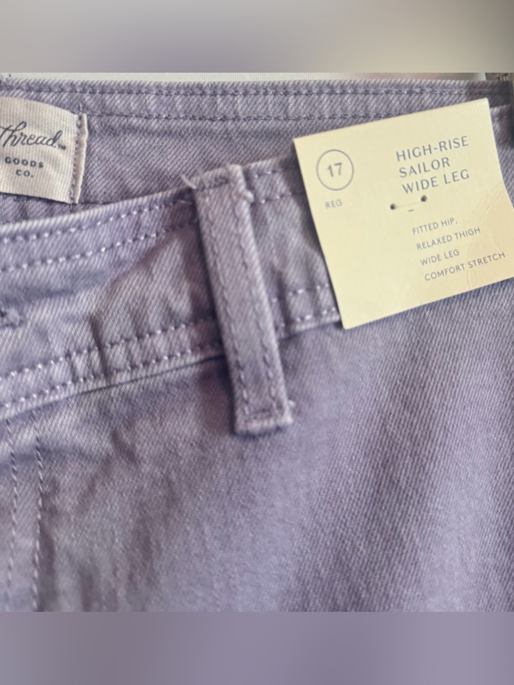 Universal Thread High Rise Sailor Wide Leg Jeans Lilac Purple Size 17 NWT - Picture 3 of 3
